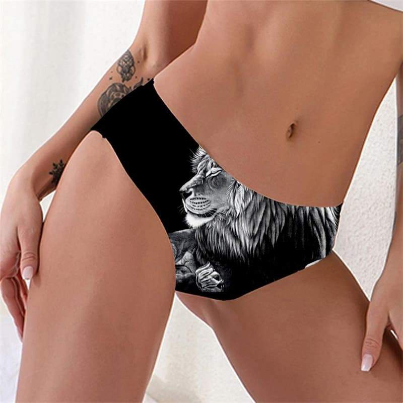 Lion Briefs Women Animal Knickers Anime Tanga Hilarious Lingerie Female Black Pantys - KYKU