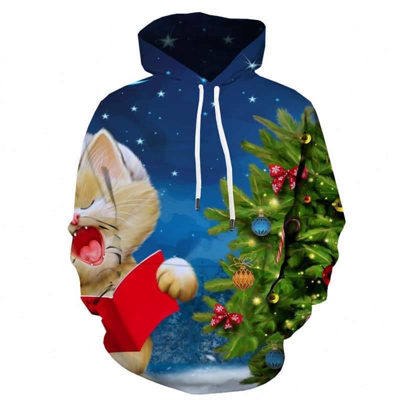 Christmas Hoodie Men Moon Hooded Casual Animal 3d Printed Star Hoody Anime Party Sweatshirt Printed - KYKU
