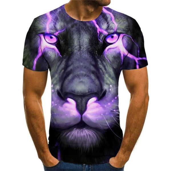 
Lion T-shirt Men Animal Anime Clothes Lightning Tshirts Casual Street Tshirt Printed
                
