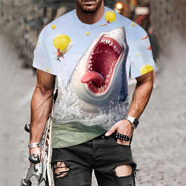 
Shark T-shirt Men Ocean Funny T shirts Animal Tshirt Printed Funny Shirt Print
                