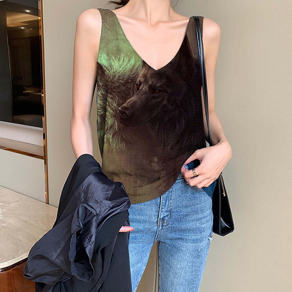 Wolf Tank-Top women Animal Anime Clothes Anime Vest Printed Love Funny Top Lovers Sleeveless 3d - KYKU