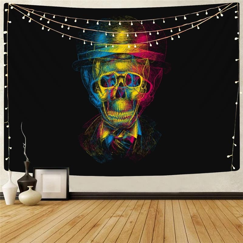 Skull Tapestry Punk Tenture Mandala Psychedelic Wall Tapestry Hat Rug Wall