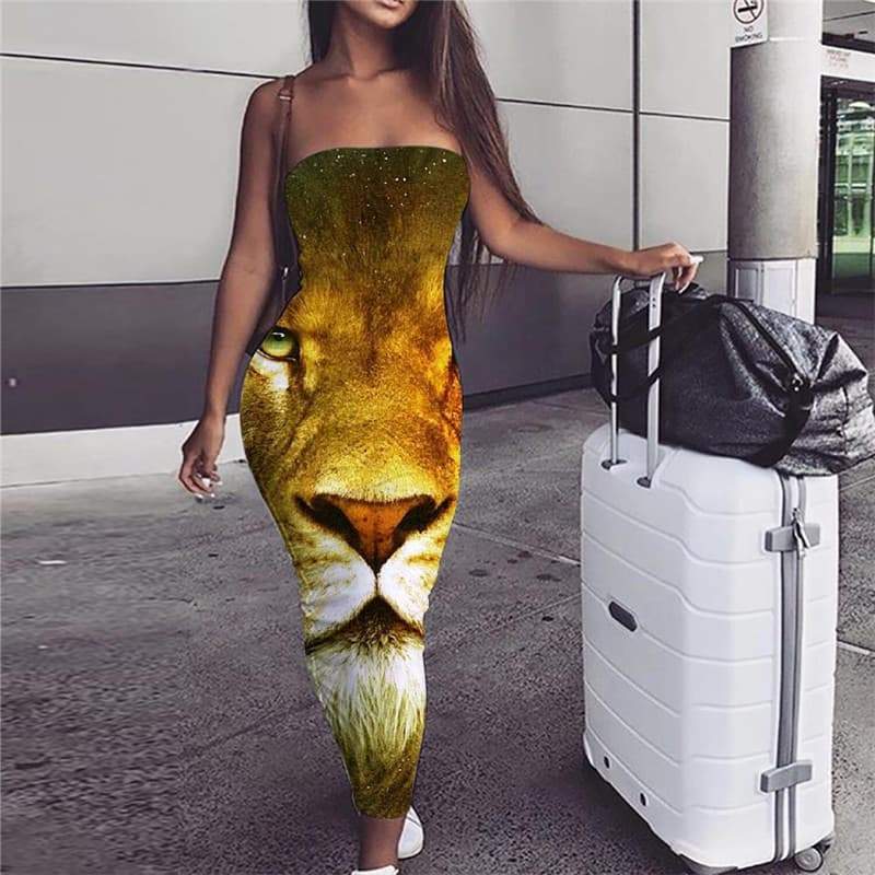Lion Dress Women Animal Vestido Sexy Anime Ladies Dresses Nebula Boho Galaxy sleeveless - KYKU