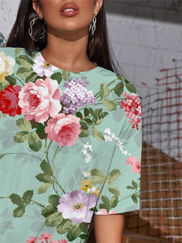 
Flower T Shirt Women Art Tshirt Printed Colorful Gothic Couples Shirt Print
                