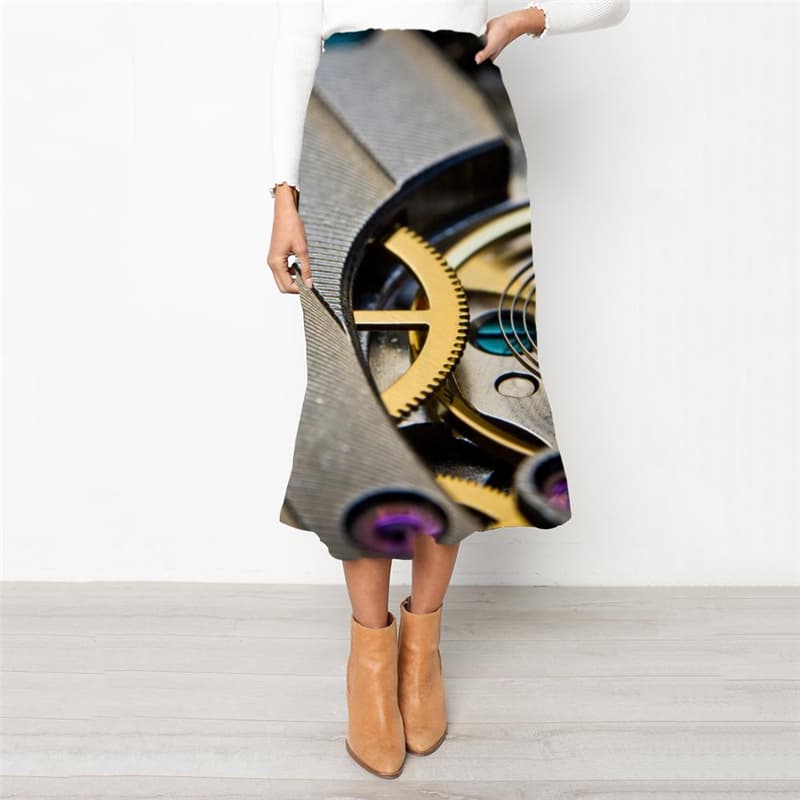 Metal Skirts Women Engine Skirt Ladies Gear School skirt Harajuku Rock Frauen