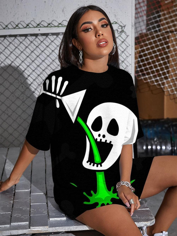 
Skull T-shirt Women Party Shirt Print Hip Hop T-shirts 3d Rock Punk Rock Punk Summer
                