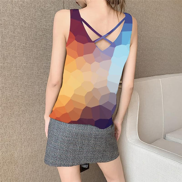 
Colorful Tank Top Women Geometry Funny Top Abstract Vest Print Womens Clothing
                