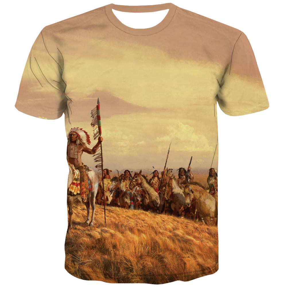 Indians T-shirt Men Grassland T-shirts 3d Sunset Tshirts Cool War Tshirt Printed