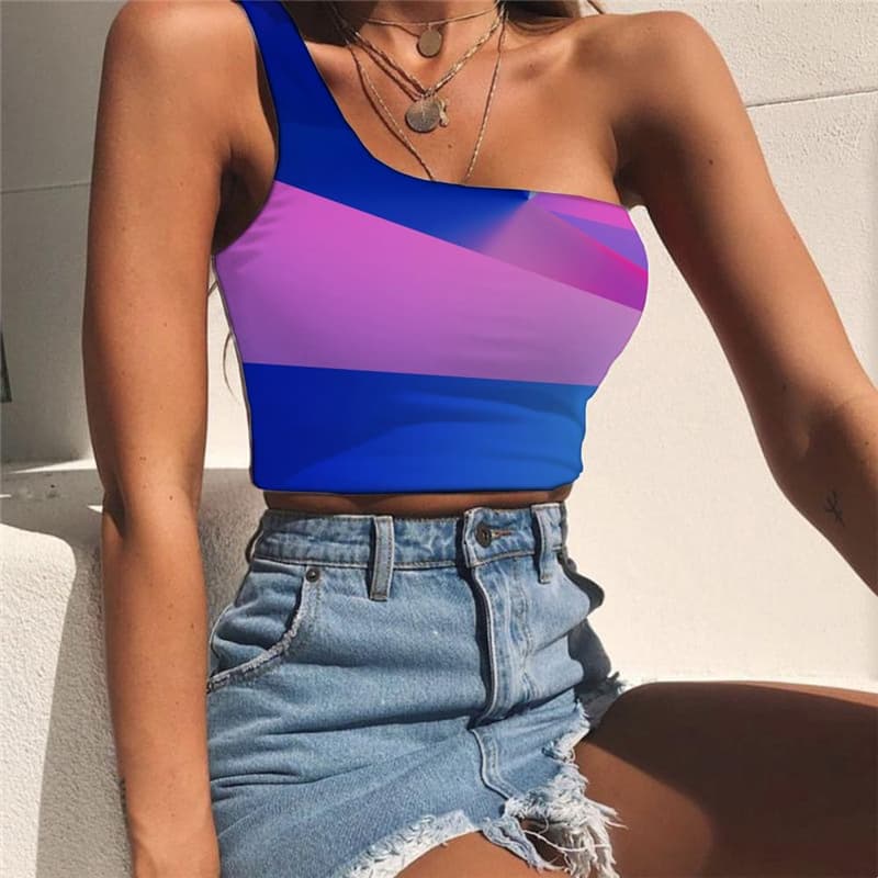 Cube Vest Tops Women Colorful Sleeveless Shirt Abstract Tees Graphic