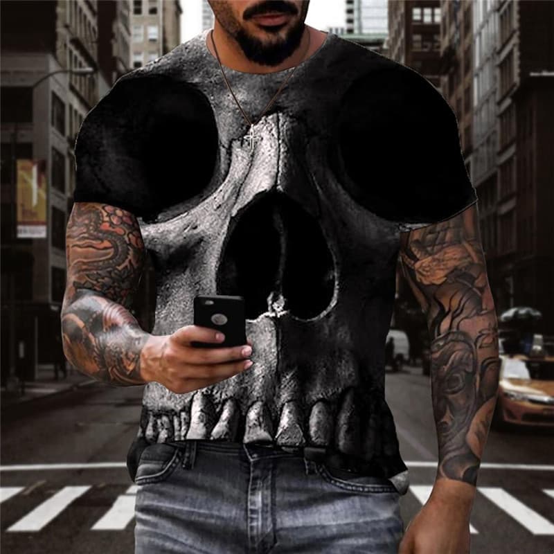 Skull T-shirt Men Abstract Tshirt Printed Skeleton T-shirts 3d Funny Tshirts Casual