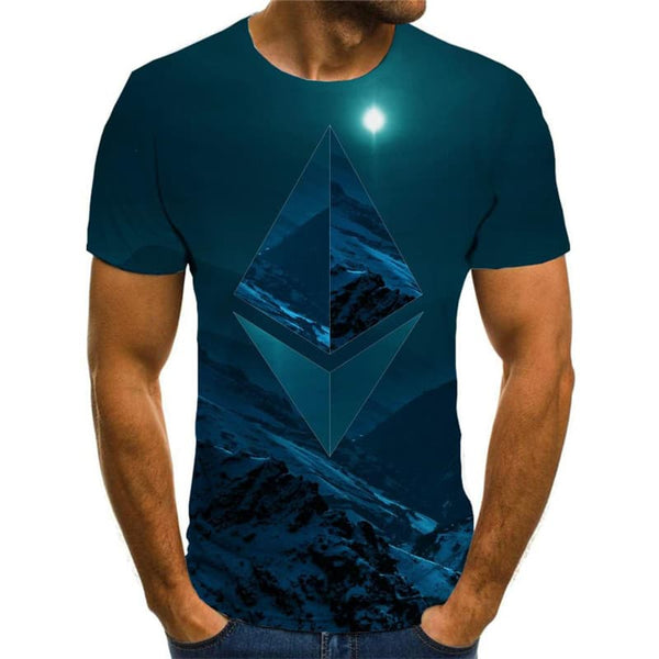 
Ethereum T-shirt Men Art Tshirt Printed Landscape Shirt Print Mountain Anime Clothes
                