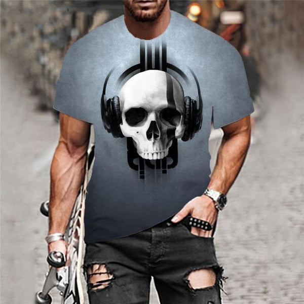 
Skull T shirt Men Music T-shirts 3d Party Tshirt Printed Hip Hop Tshirts Casual
                
