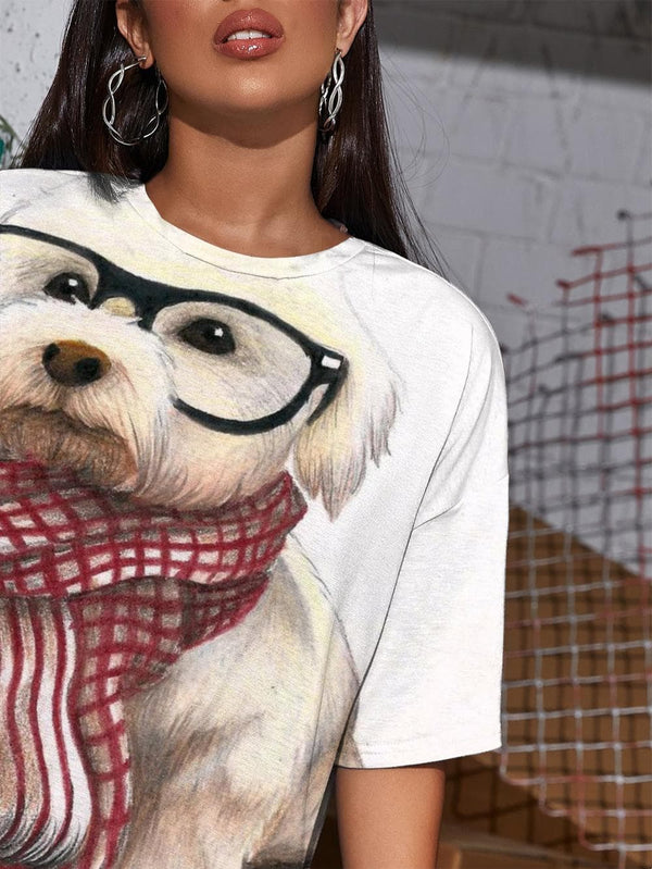 
Dog T Shirt Women Animal Funny T shirts Painting Shirt Print Lovely Tshirt Printed
                