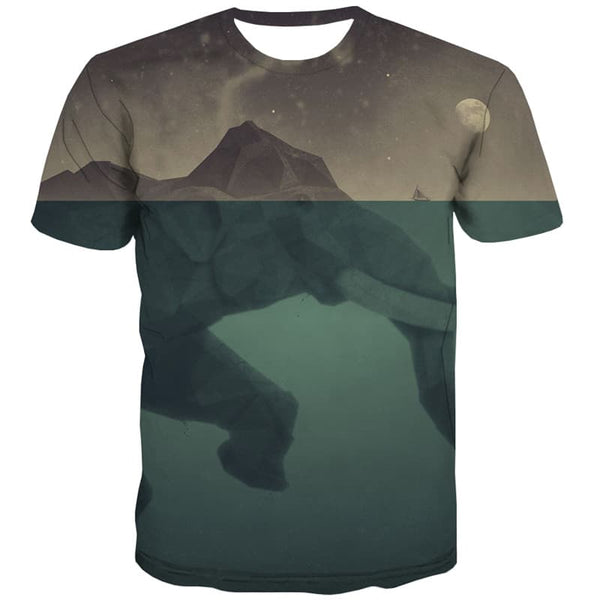 Animal T shirts Men Elephant Tshirts Novelty Moon T shirts Funny Galaxy T-shirts Graphic Harajuku Tshirts Cool - KYKU