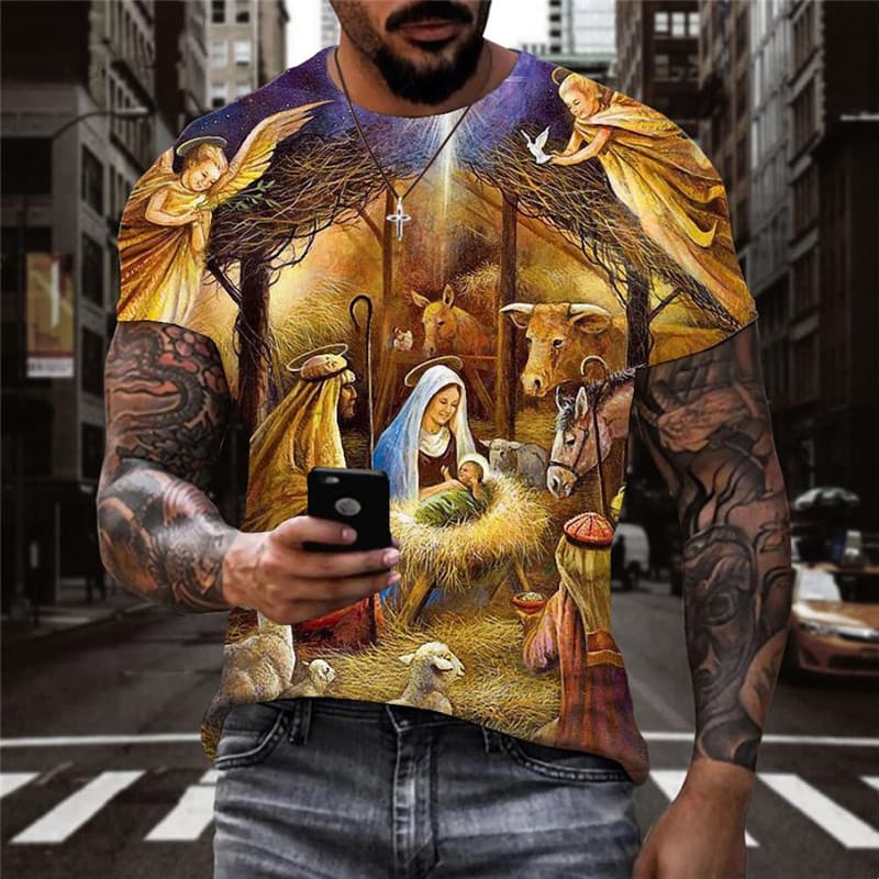 Christian T shirt Men Galaxy T-shirts 3d Angel Shirt Print Animal Tshirt Printed
