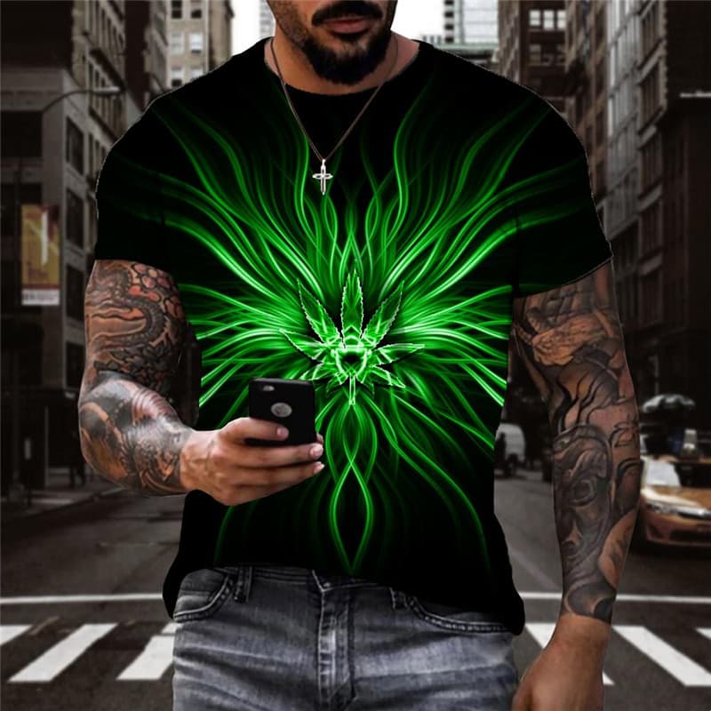 Weeds T shirt Men Abstract Shirt Print Green Tshirts Casual Harajuku T-shirts 3d