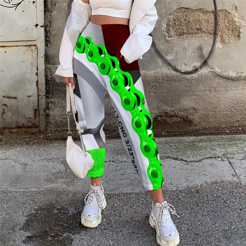 Metal Pants Women Engine High Waist Pants Gear Casual Pant Street Jogger Pants