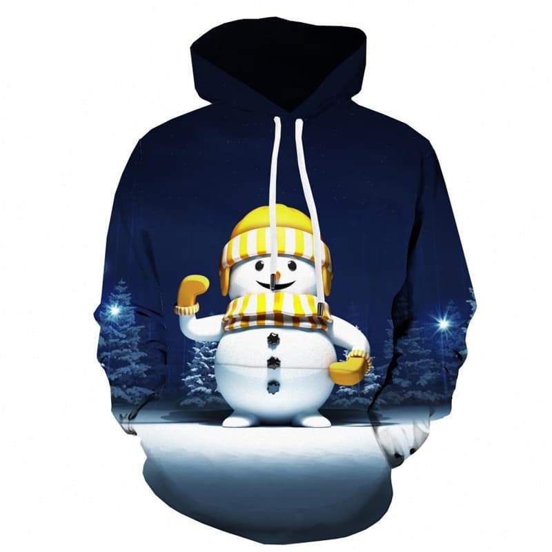 Christmas Hoodie Men Snow Hoodie Print Party Hooded Casual Lovely Sweatshirt Printed - KYKU