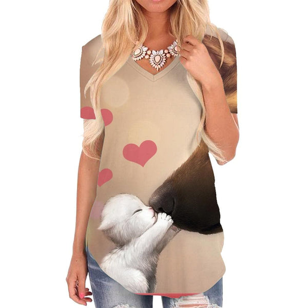 Dog T-shirt women Animal T-shirts 3d Lovely Shirt Print Painting Tshirts Printed