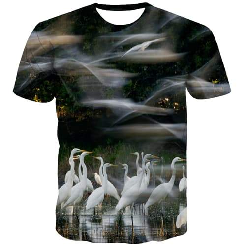 Swan T-shirt Men Animal Tshirts Casual Nebula Tshirt Printed Harajuku Tshirts Novelty Abstract Tshirts Cool - KYKU