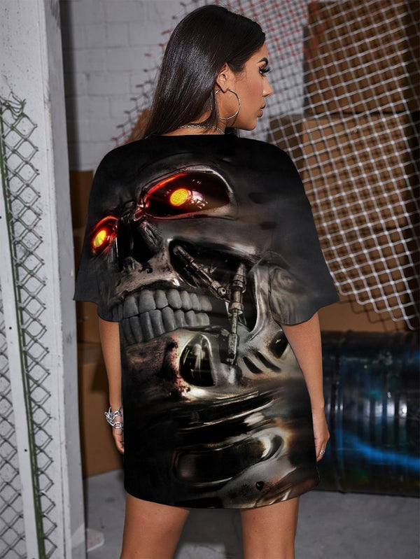 
Skull T-shirt Women Punk T-shirts 3d metal Tshirt Printed Womens Clothing
                