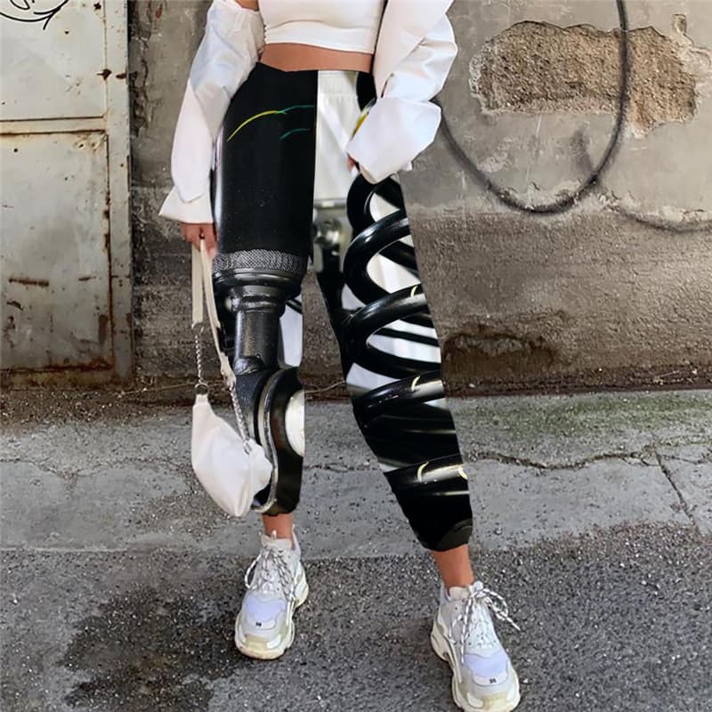 Metal Trousers Women Engine Casual Pant Gear Trouser Hip Hop High Waist Pants