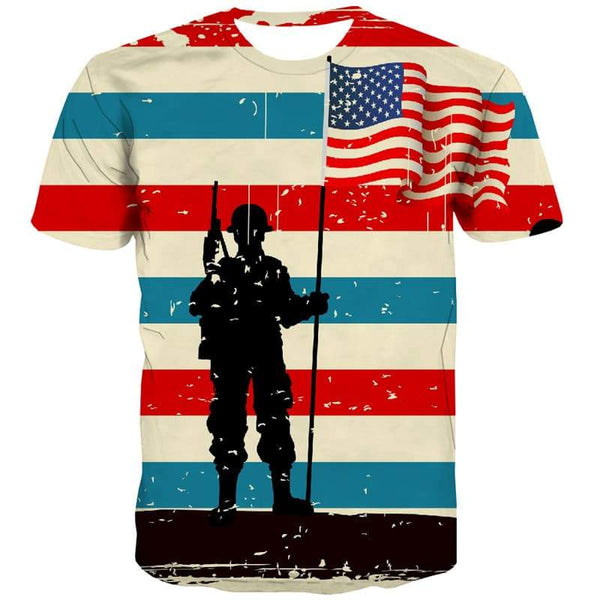 Usa T shirts Men National Flag Tshirts Novelty Gun T-shirts 3d Military Tshirt Anime - KYKU