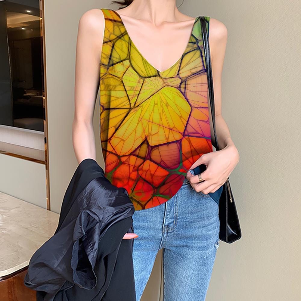 Geometric Tank-Top women Psychedelic Funny Top Vortex Vest Print Network Anime Clothes - KYKU