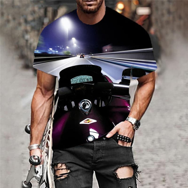 
Motorcycle T-shirt Men Hip Hop Tshirts Casual Gothic Funny T shirts Rock Shirt Print
                