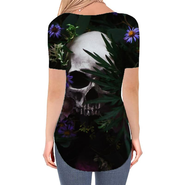 
Skull T-shirt women Punk Tshirts Printed Flower Shirt Print Grass T-shirts 3d
                