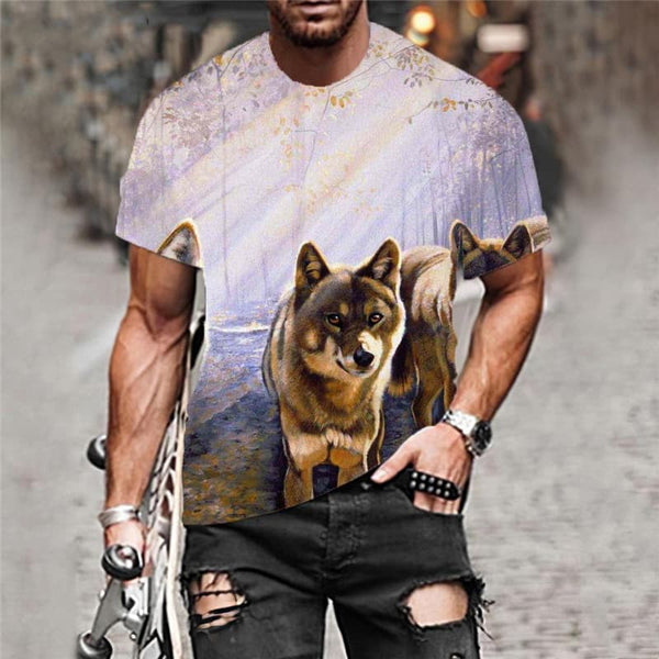 
Wolf T-shirt Men Animal Shirt Print Landscape T-shirts 3d Home Funny T shirts
                