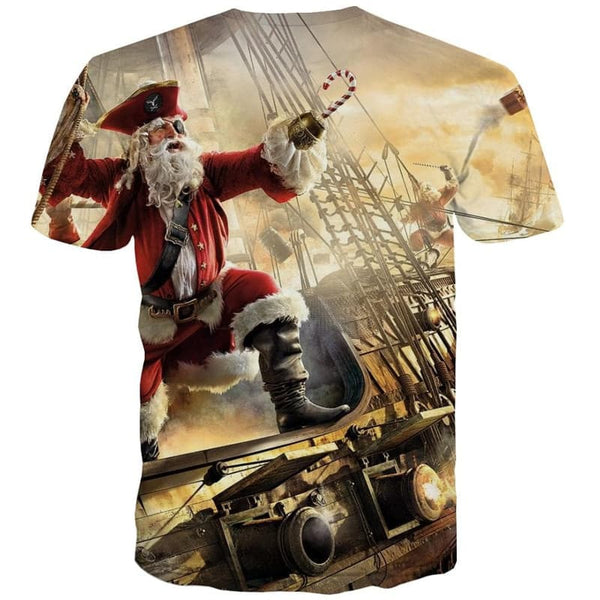 
Santa Claus T-shirt Men Sail Funny T shirts Deer Anime Clothes Christmas Shirt Print
                