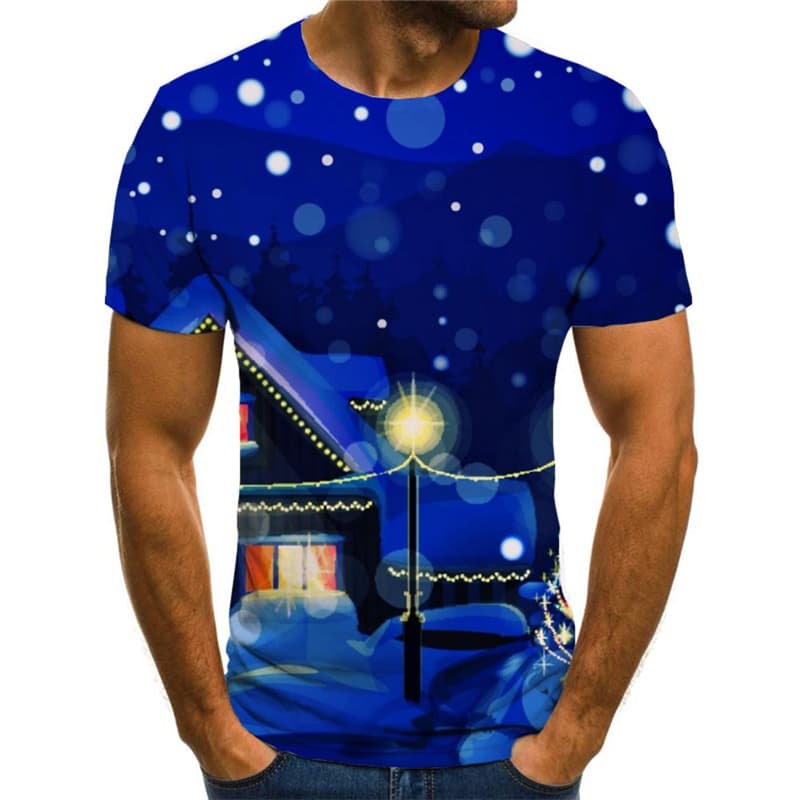 Christmas T shirts Men Christmas Tree T-shirts 3d New Year Tshirts Casual