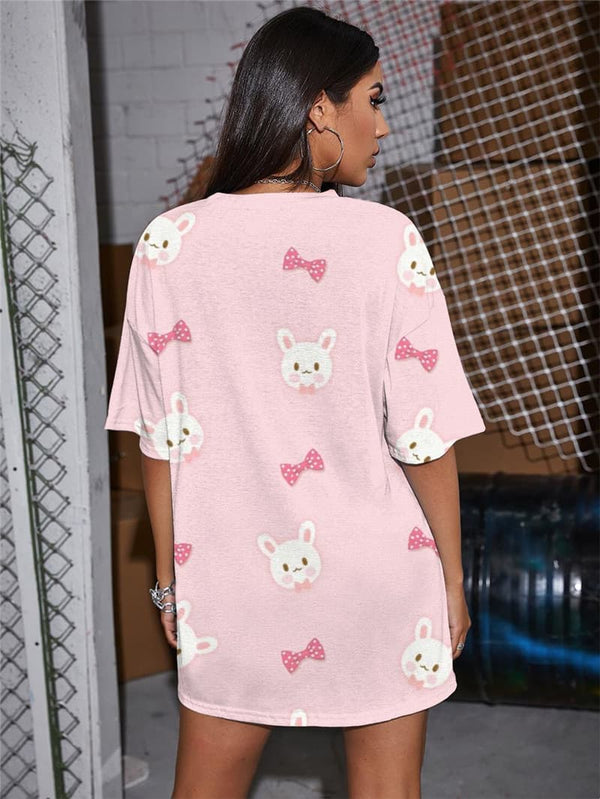 
Rabbit T-shirt Women Animal Shirt Print Lovely Tshirt Printed Novel Funny T shirts
                