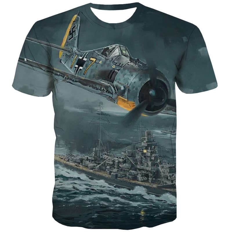 War T shirts Men Ocean Tshirts Casual Helicopter Tshirts Novelty Military Tshirt Anime Metal T-shirts Graphic - KYKU