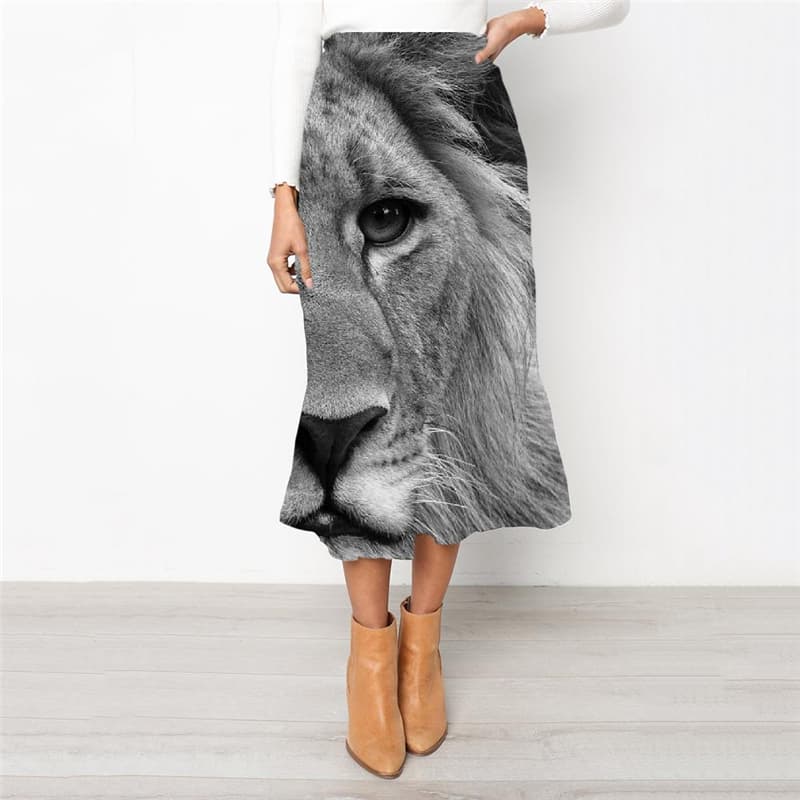 Lion Skirts Women Animal Rock Frauen Anime High waist skirts Harajuku Skirt Ladies Street School skirt - KYKU