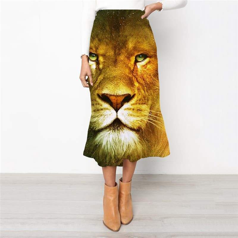 Lion Skirt Women Animal Skirt Ladies Anime Rock Frauen Nebula School skirt Galaxy High waist skirts - KYKU