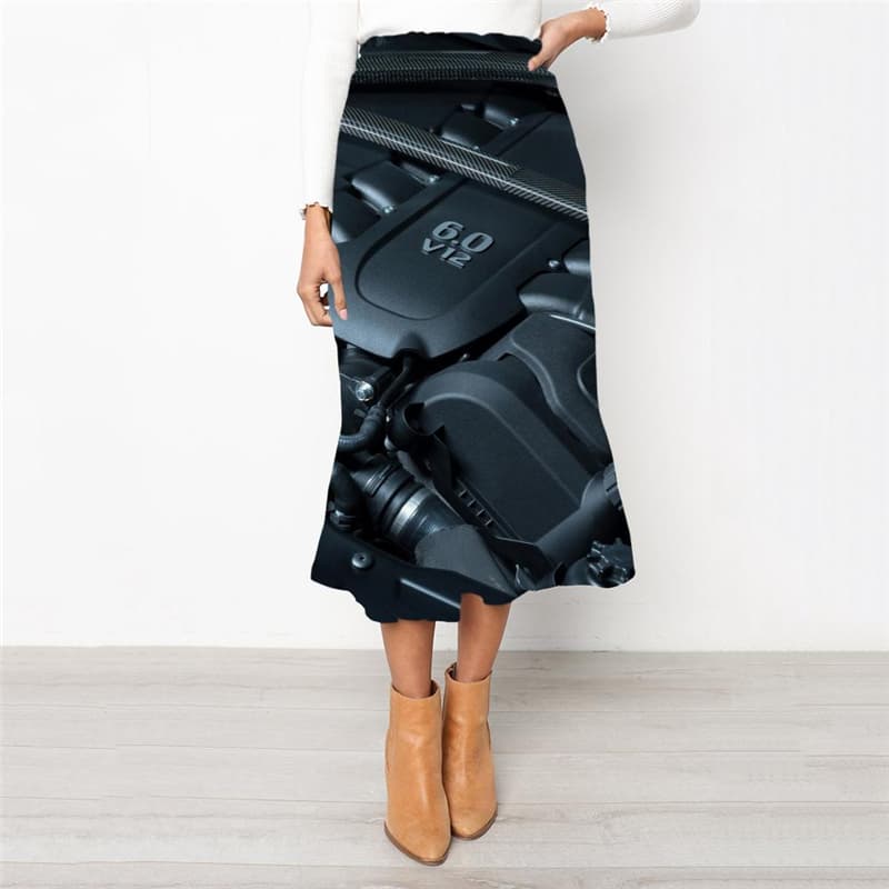 Metal Skirts Women Engine Skirt Ladies Gear School skirt Engine Rock Frauen Hip Hop High waist skirts
