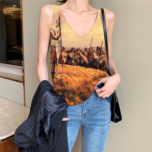 Indios Tank-Top women Horse Vest Printed War Funny Top Womens Clothing