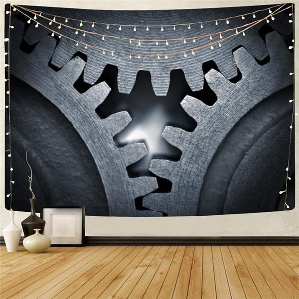 Metal Tapestry Engine Home Tapestrys Gear Tapestries Gray Tenture Mandala Decor