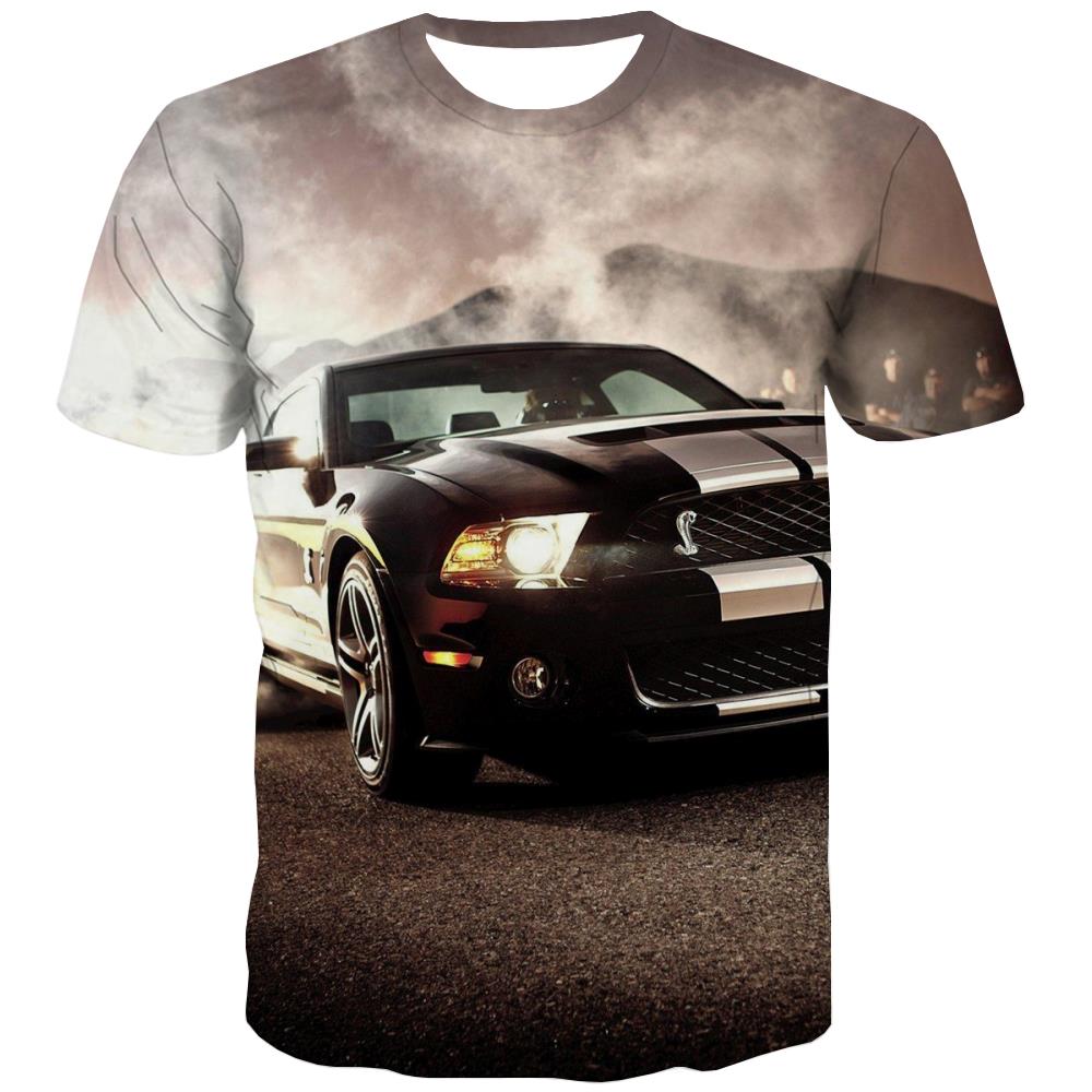 Racing Car T-shirt Men Metal Tshirt Printed City T shirts Funny Gray T-shirts 3d Retro Tshirts Cool