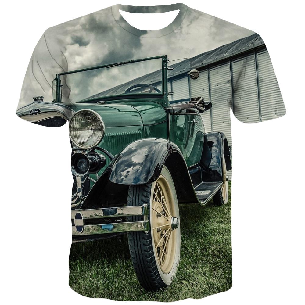 Racing Car T-shirt Men Metal Tshirts Novelty City T-shirts Graphic Gray T-shirts 3d Retro Tshirts Casual