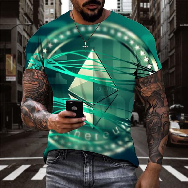 Ethereum T-shirt Men Retro Shirt Print Art Anime Clothes Harajuku Tshirt Printed