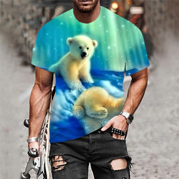
Bear T shirt Men Animal Funny T shirts Galaxy Shirt Print Hip Hop Tshirts Casual
                