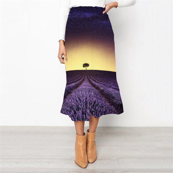Galaxy Skirt Women Space Rock Frauen Universe High waist skirts Purple School skirt Landscape Skirt Ladies