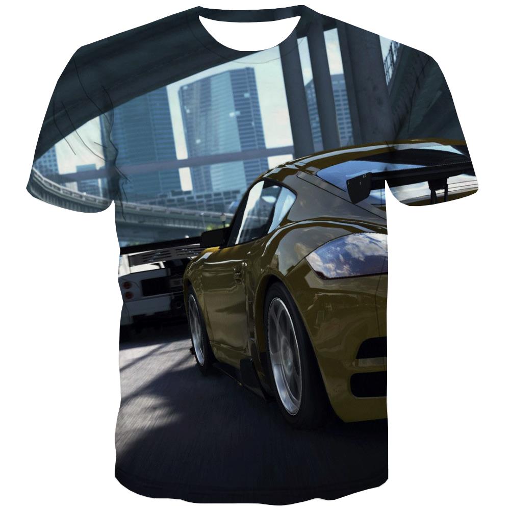 Racing Car T shirts Men Metal T-shirts 3d City Tshirt Anime Gray T-shirts Graphic Retro T shirts Funny