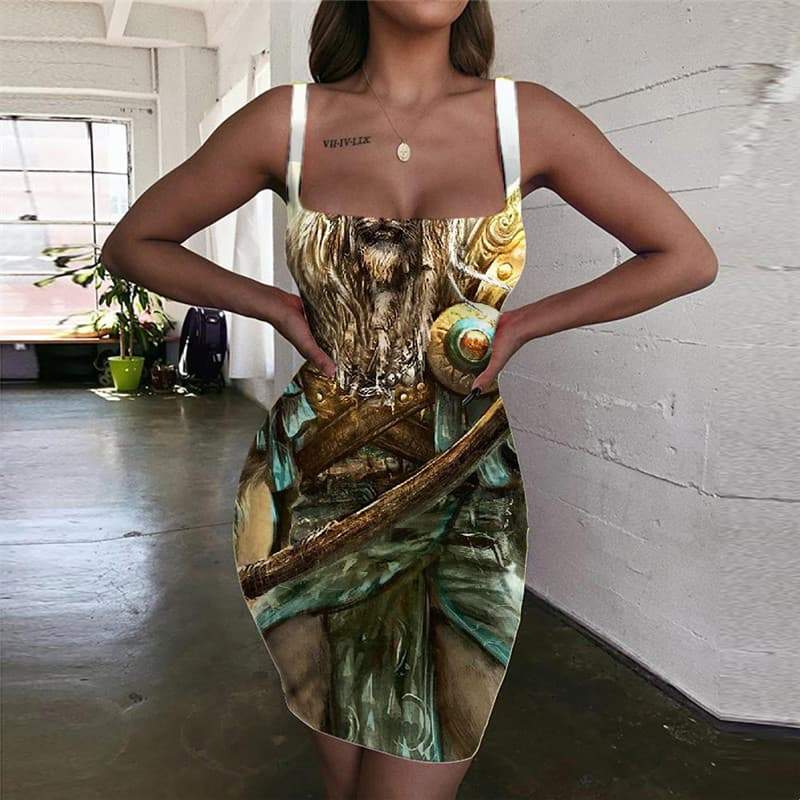 Lion Dresses Women Animal Ladies Dresses Anime Vestido Sexy Cartoon Halter Sleeveless Harajuku Bodycon Dress - KYKU