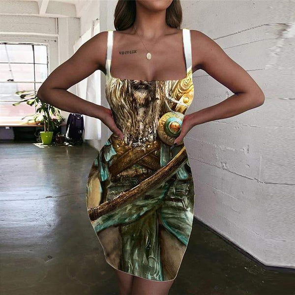 Lion Dresses Women Animal Ladies Dresses Anime Vestido Sexy Cartoon Halter Sleeveless Harajuku Bodycon Dress - KYKU