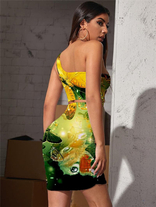 
Butterfly Dresses Women Animal Bodycon Dress Colorful Halter Sleeveless Harajuku Hollow out Dresses
                