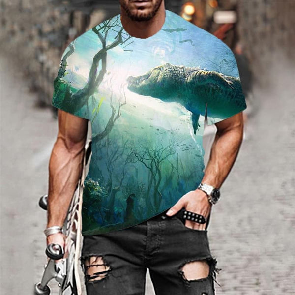 
Crocodile T shirt Men Animal Tshirts Casual Tree Tshirt Printed Ocean Shirt Print
                